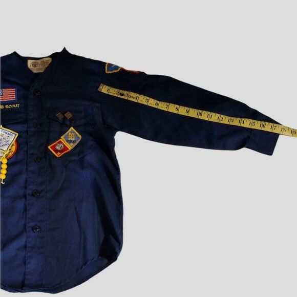 Boys Youth Vintage 1980's Cub Scout BSA Long Sleeve Uniform Shirt W/ Patches! - Picture 14 of 16